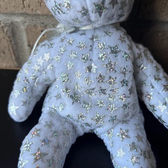 TY Beanie Baby The Beginning White Bear Silver Stars 8.5 Retired Rare Jan 1 2000 - Picture 7 of 16